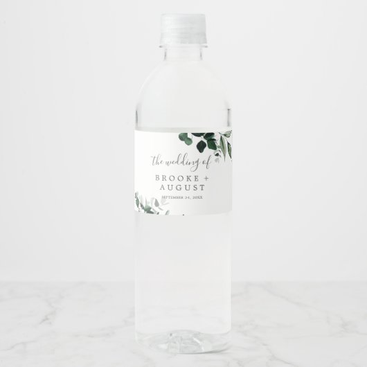 Emerald Greenery Wedding Water Fles Label Waterfles Etiket (Voorkant)
