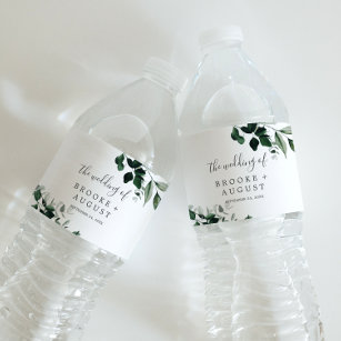 Emerald Greenery Wedding Water Fles Label Waterfles Etiket