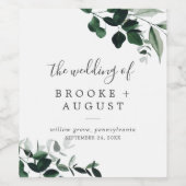 Emerald Greenery Wedding Wijn Etiket (Enkel label)