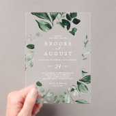 Emerald Greenery White Herfst Woodland Wedding Acryl Uitnodigingen (Insitu (Draagbaar))