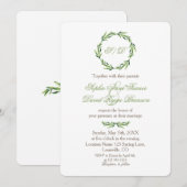 Emerald Greenery Wreath Monogram Wedding Kaart (Voorkant / Achterkant)