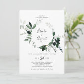 Emerald Greenery Wreath Wedding Kaart (Staand voorkant)