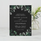 Emerald Greenery | Zwart formeel huwelijk Kaart (Staand voorkant)
