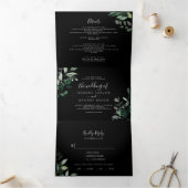 Emerald Greenery | Zwart fotohuwelijk in één keer Drieluik Uitnodiging (Binnen)
