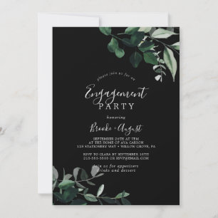 Emerald Greenery   Zwarte Engagement Party Kaart