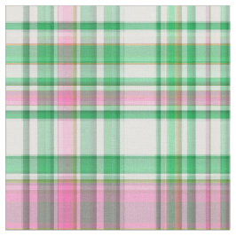 Emerald Grn Hot Pink Wht Preppy Madras Plaid SZ6#1 Stof