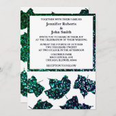 Emerald Groen Blauw Ombre Glitter Herfst Leaf Brui Kaart (Voorkant / Achterkant)