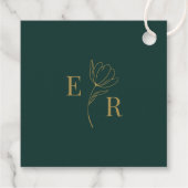 Emerald Groen Bloemen Bruiloft Welkomstgeschenk La Bedankjes Labels (Achterkant)