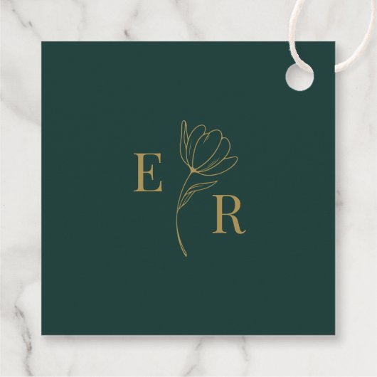 Emerald Groen Bloemen Bruiloft Welkomstgeschenk La Bedankjes Labels (Achterkant)