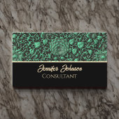  Emerald Groen Bloemen Roos met Goud Script Visitekaartje