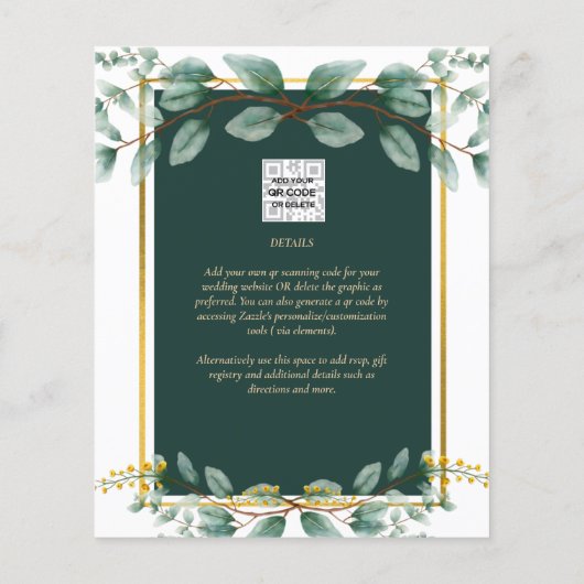 Emerald groen bruiloft botanische Natuur nodigt ui Flyer (Achterkant)