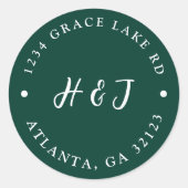 Emerald Groen Bruiloft Retouradres Ronde Sticker (Voorkant)