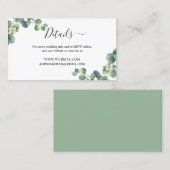 Emerald groen bruiloft website details Kaart Visitekaartje (Voorkant / Achterkant)