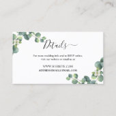 Emerald groen bruiloft website details Kaart Visitekaartje (Voorkant)