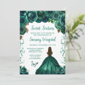 Emerald Groen Bruin Haar Prinses Sweet Sixteen Kaart (Staand voorkant)