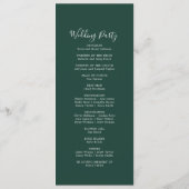 Emerald groen coördinaat bruiloft programma programmakaart (Achterkant)