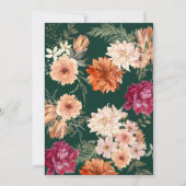 Emerald groen en bordeauxrode bloemen vallen bruil kaart (Achterkant)