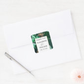 Emerald groen en goud bloem Dank u gunst Vierkante Sticker (Envelop)
