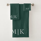 Emerald groen en wit | Modern monogram Bad Handdoek (Insitu)