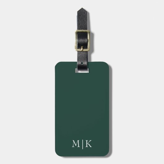 Emerald groen en wit | Modern monogram Bagagelabel (Voorkant verticaal)