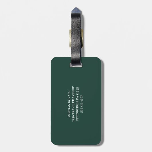 Emerald groen en wit | Modern monogram Bagagelabel (Achterkant verticaal)