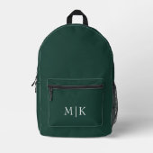 Emerald groen en wit | Modern monogram Bedrukte Rugzak (Voorkant)