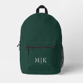 Emerald groen en wit | Modern monogram Bedrukte Rugzak