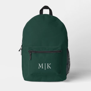 Emerald groen en wit   Modern monogram Bedrukte Rugzak