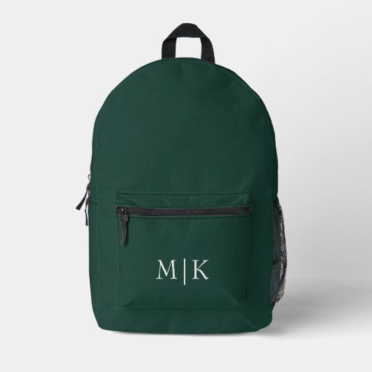 Emerald groen en wit | Modern monogram Bedrukte Rugzak (Voorkant)