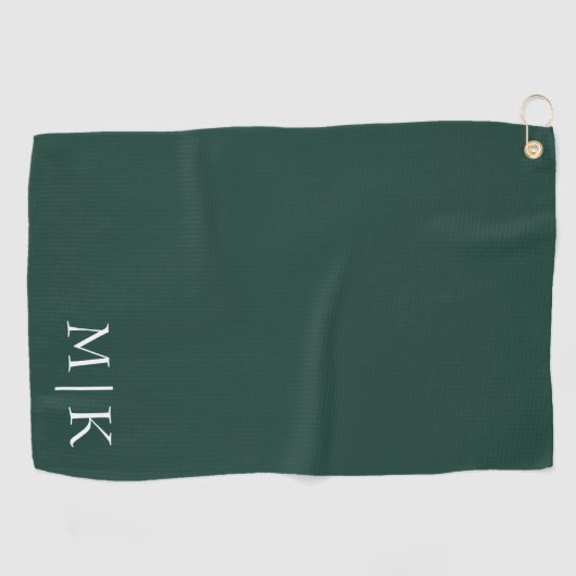 Emerald groen en wit | Modern monogram Golfhanddoek (Horizontaal)