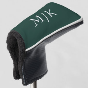 Emerald groen en wit Modern monogram Golfheadcover