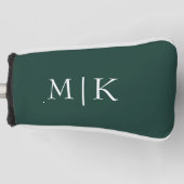 Emerald groen en wit | Modern monogram Golfheadcover (Voorkant)