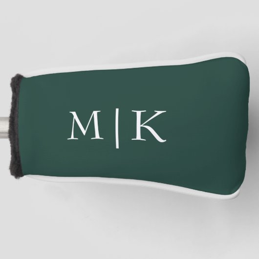 Emerald groen en wit | Modern monogram Golfheadcover (Voorkant)