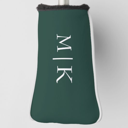 Emerald groen en wit | Modern monogram Golfheadcover (Draai 90)