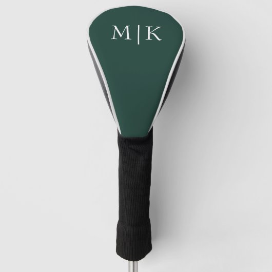 Emerald groen en wit | Modern monogram Golfheadcover (Voorkant)