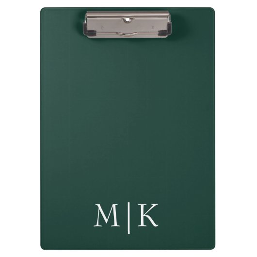 Emerald groen en wit | Modern monogram Klembord (Voorkant)