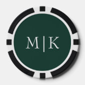 Emerald groen en wit | Modern monogram Poker Chips (Voorkant)