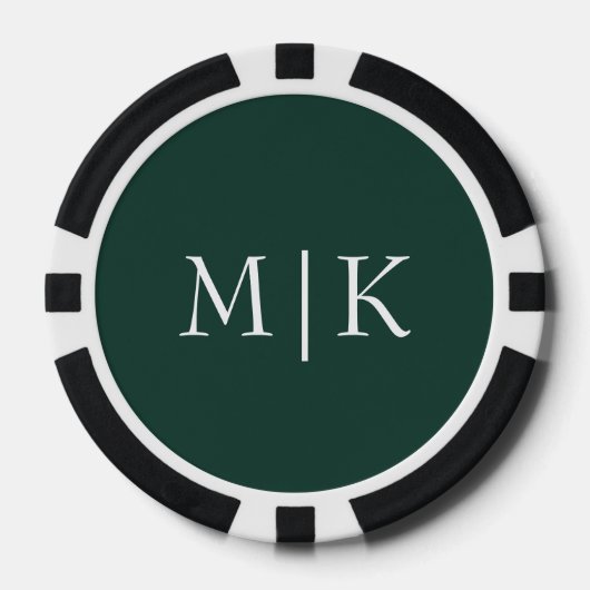 Emerald groen en wit | Modern monogram Poker Chips (Voorkant)