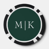 Emerald groen en wit | Modern monogram Poker Chips (Achterkant)