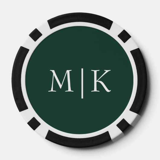 Emerald groen en wit | Modern monogram Poker Chips (Achterkant)