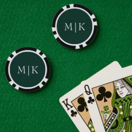 Emerald groen en wit | Modern monogram Poker Chips