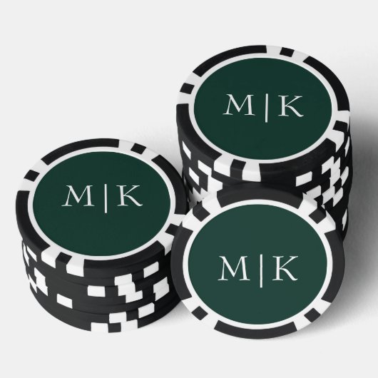 Emerald groen en wit | Modern monogram Poker Chips (Opstapeling)
