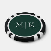 Emerald groen en wit | Modern monogram Poker Chips (Enkel)