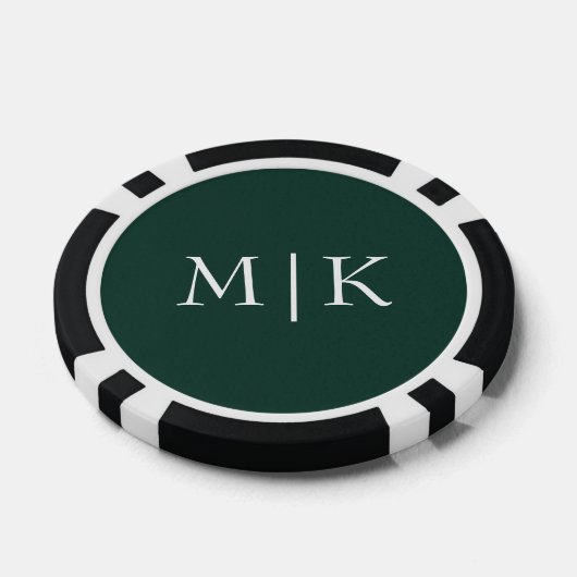 Emerald groen en wit | Modern monogram Poker Chips (Enkel)