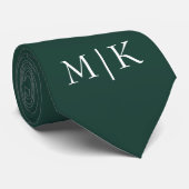Emerald groen en wit | Modern monogram Stropdas (Opgerold)