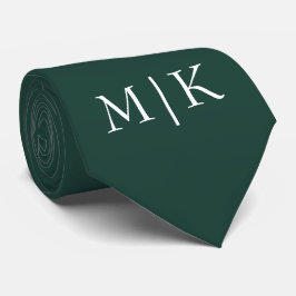Emerald groen en wit | Modern monogram Stropdas