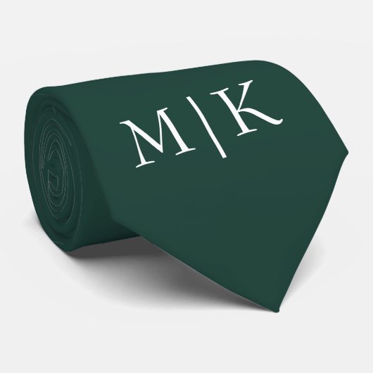 Emerald groen en wit | Modern monogram Stropdas (Opgerold)