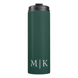 Emerald groen en wit | Modern monogram Thermosbeker