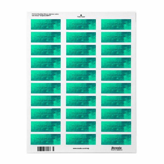 Emerald Groen Glas Metaal Terugkeeradreslabels Etiket (Full Sheet)