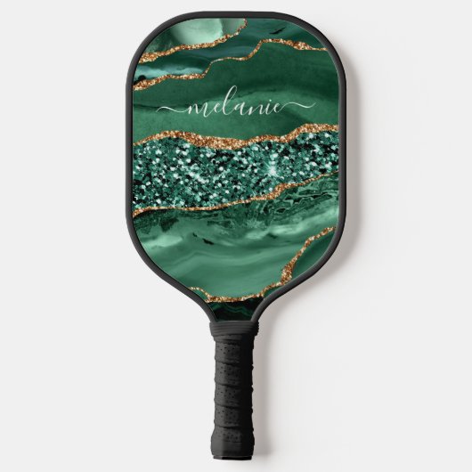Emerald Groen Goud Aangepaste Naam Pickleball Padd Pickleball Paddle (Achterkant)